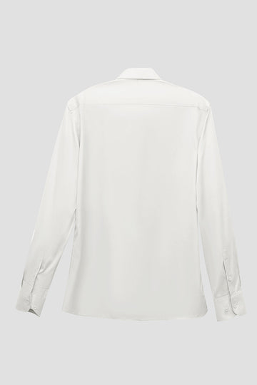 White Solid Long Sleeves Men's Suit Shirt